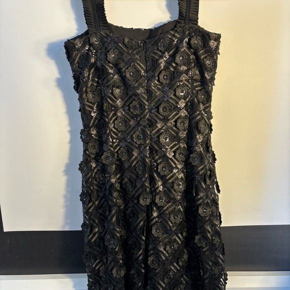 SARA CAMBELL COCKTAIL SLEEVELESS FITTED SIZE 4 LINED FLORA APPLIQUÉS  GORGEOUS - Picture 7 of 15